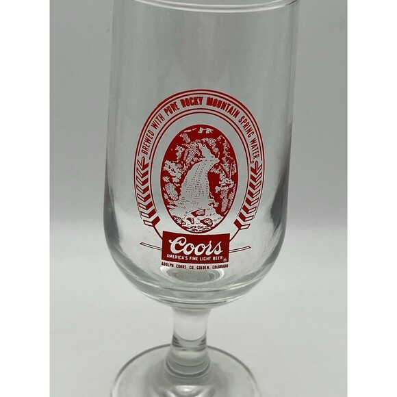 Vintage Coors 7 in Stemmed Clear Glass Chalice Drinking Glass Golden Colorado - Picture 3 of 5